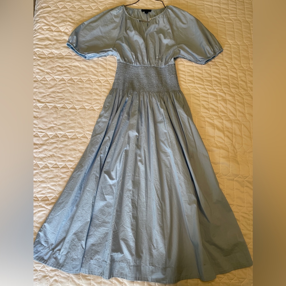 J Crew 100% Cotton Puff-sleeve smocked-waist midi dress XXS - Picture 5 of 8